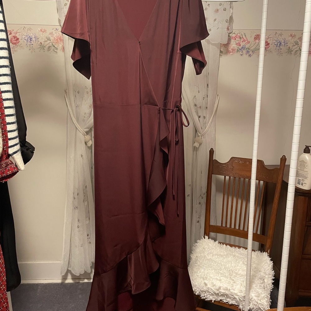 Chelsea28 Burgundy High Low Wrap Dress